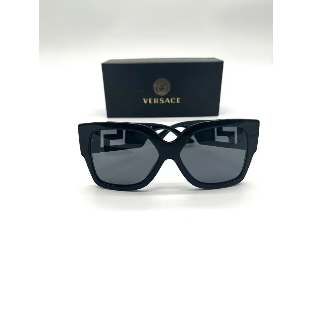 VERSACE NEW IN BOX Sunglasses, Black with Gold Medusa Accents 4402, Retails $394